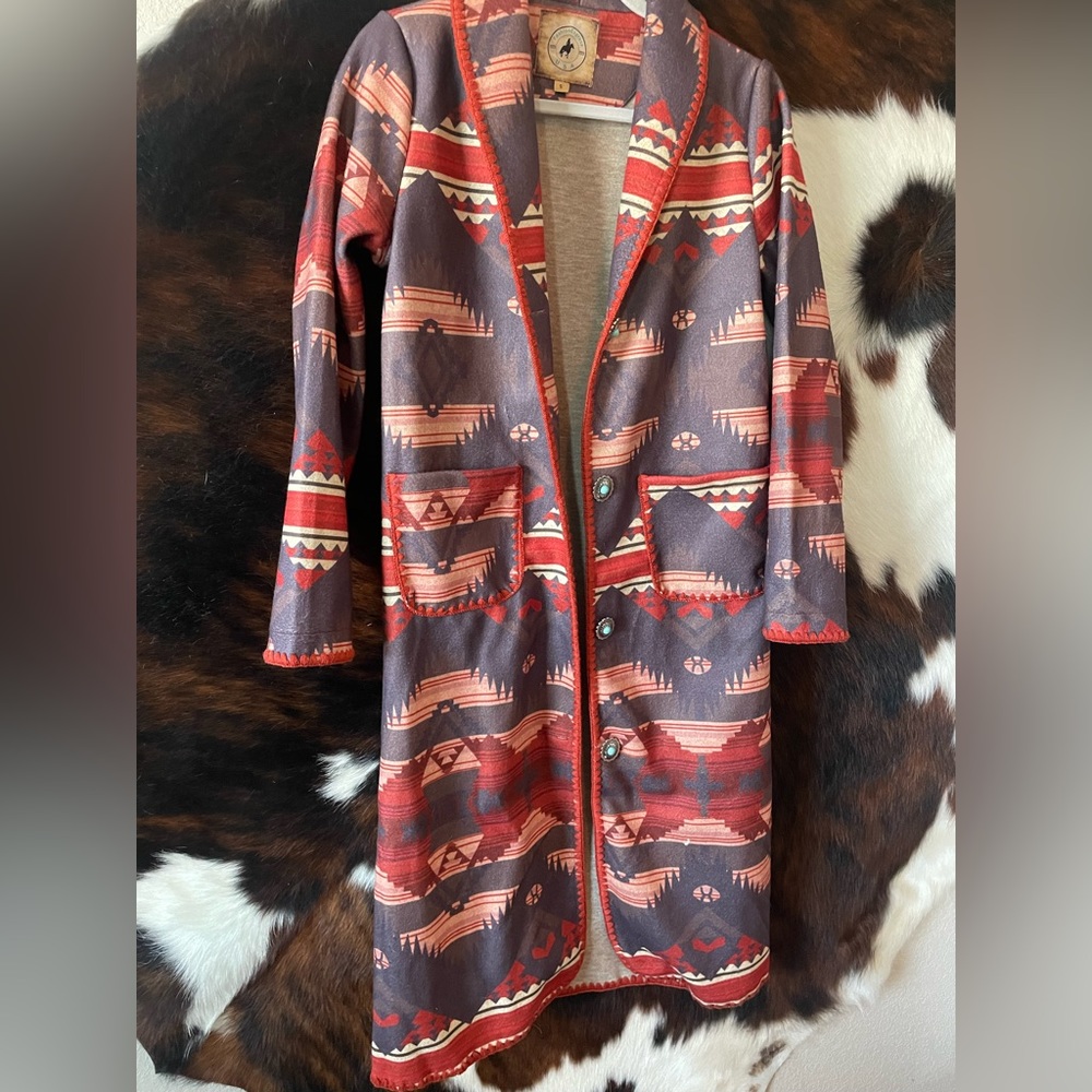 Fashion Express Western Aztec Long Coat